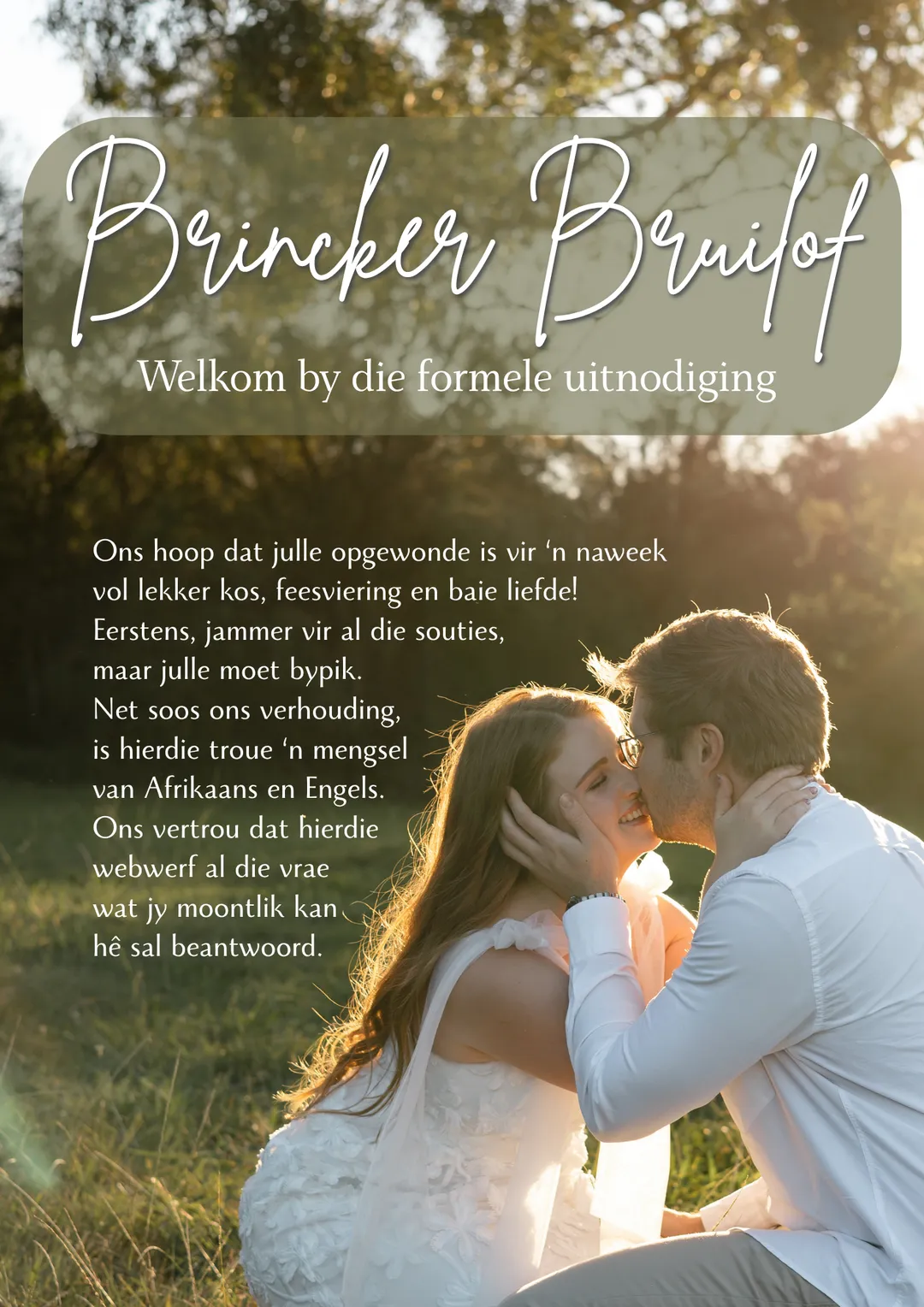 Welkom by die formele uitnodiging — Brincker Bruilof